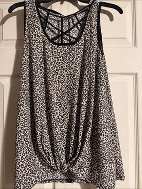 Lily Leopard Print Tank with Strappy Back - Black & Cream